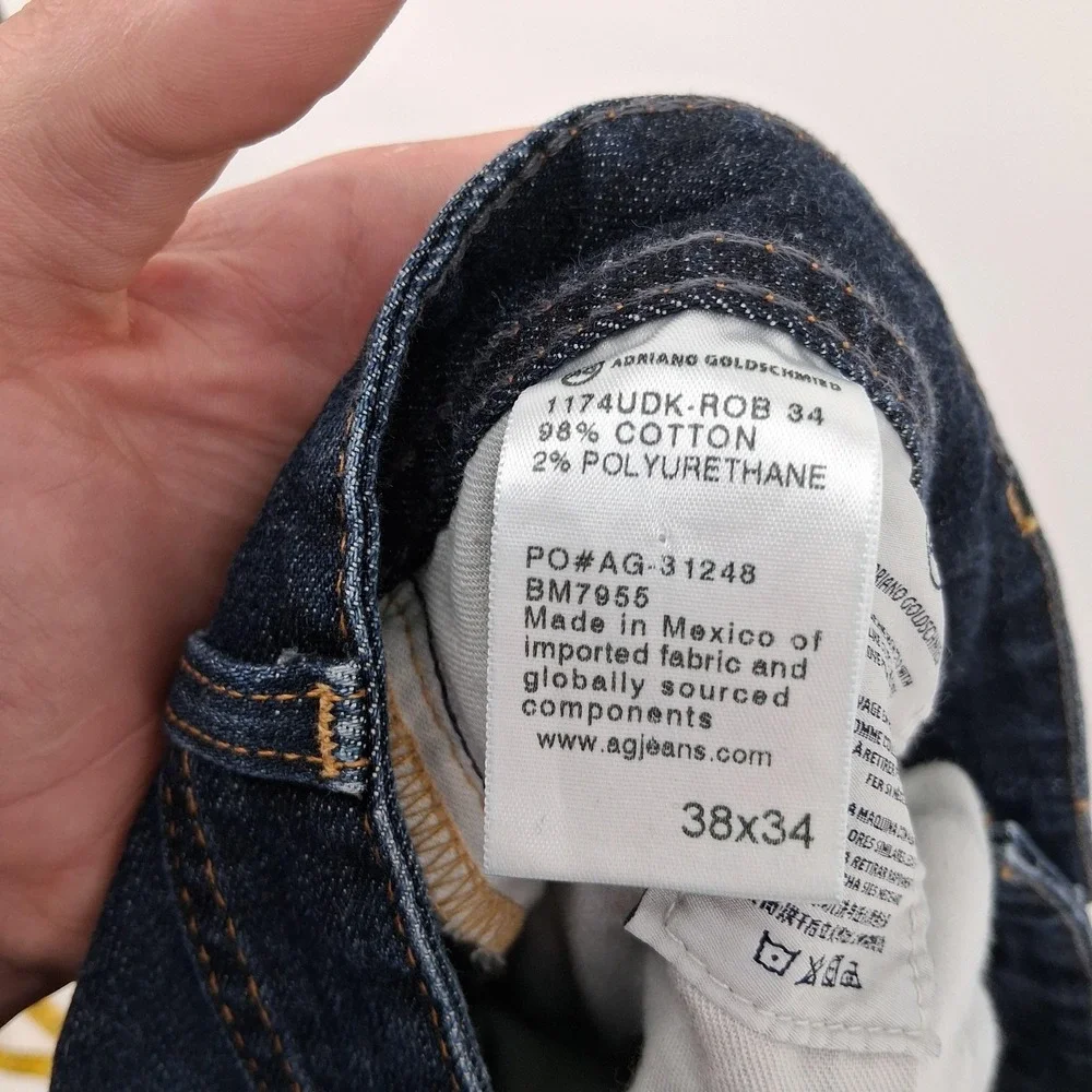AG Adriano Goldschmied Jeans Mens Tag 38x34 [38x30 Actual] Blue Straight AG ROB